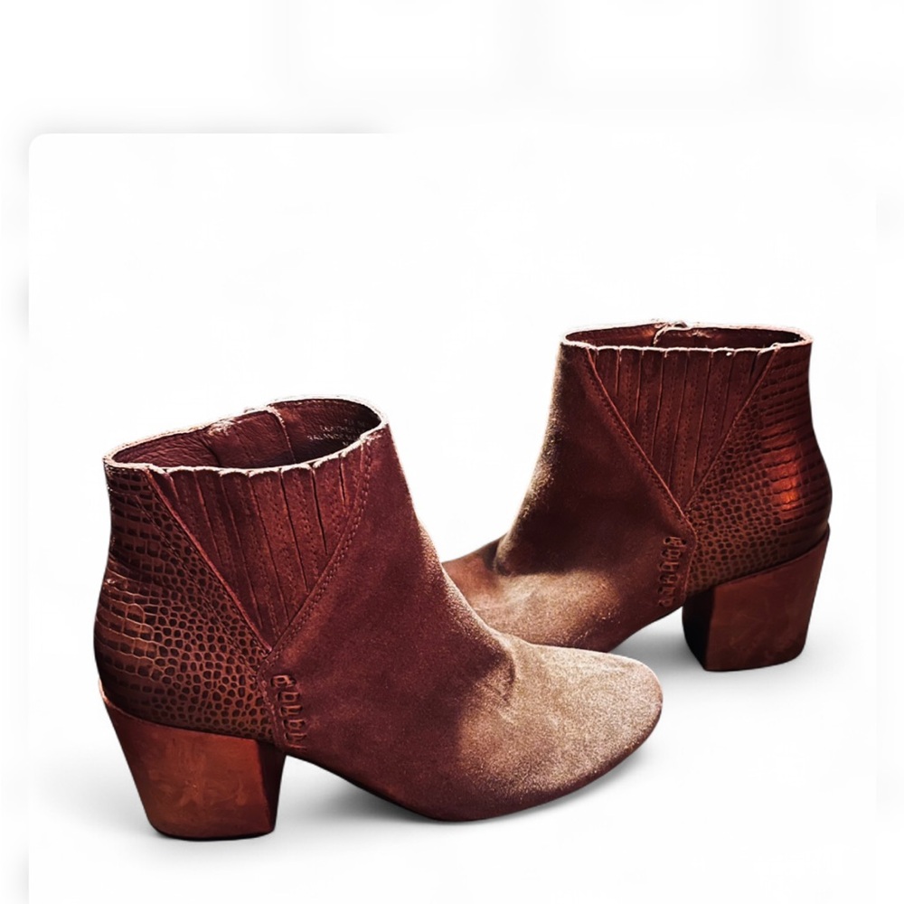 Vintage Y2K Levity Luxe Suede & Snakeskin Ankle Boots